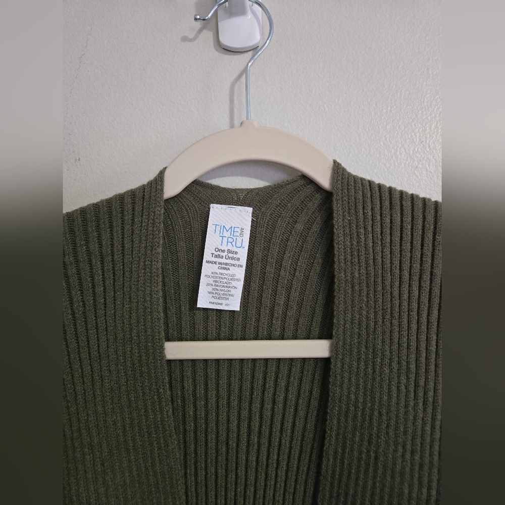 Time And Tru Women's Ribbed Ruana Wrap - Picture 2 of 6